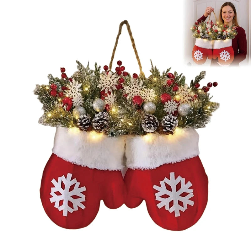Weihnachtsgirlande als Handschuh Blumenkranz für Tür und Fenster