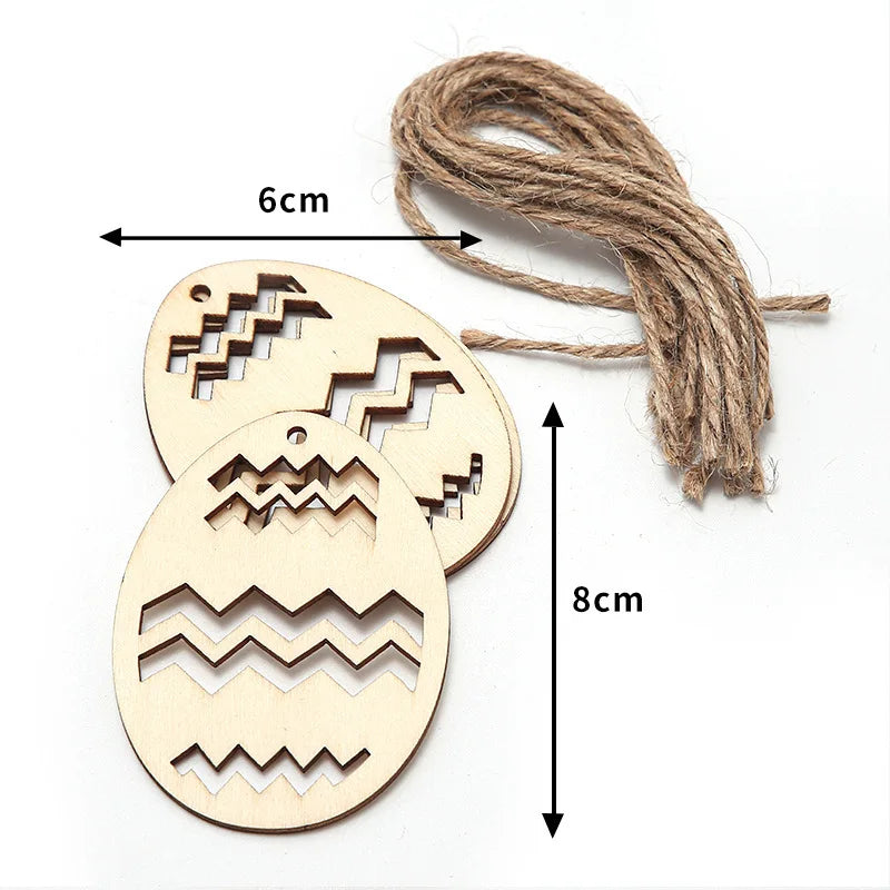 10 Holz Kaninchen Ei Anhänger Hohl Ostern Party Dekoration DIY-Yabubest - Home & More
