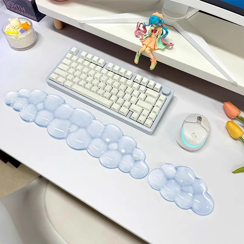 Ergonomisches Cloud Silikongel Tastatur - Maus Handgelenkauflage Set
