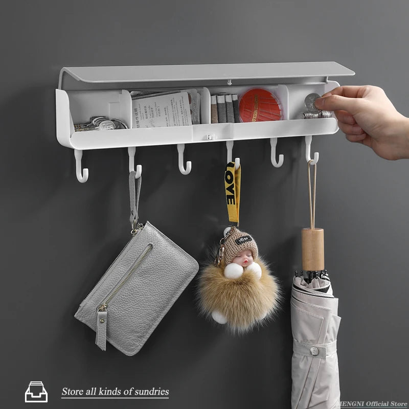 Wandregal mit Haken für Bad und Tür Lochfreie Aufbewahrung