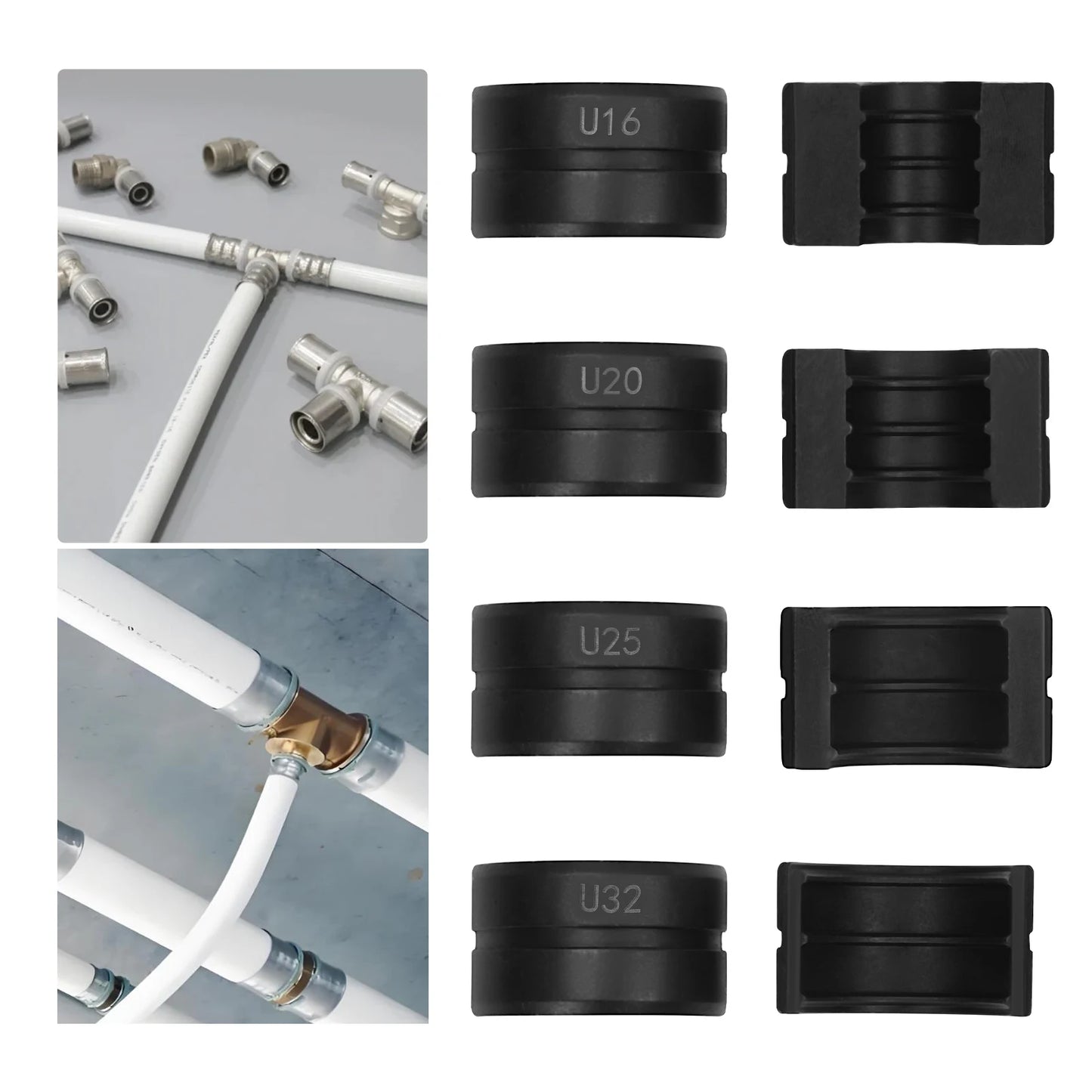4er Set U Matrizen für Kunststoffrohr Crimpzange 16 20 25 32 mm