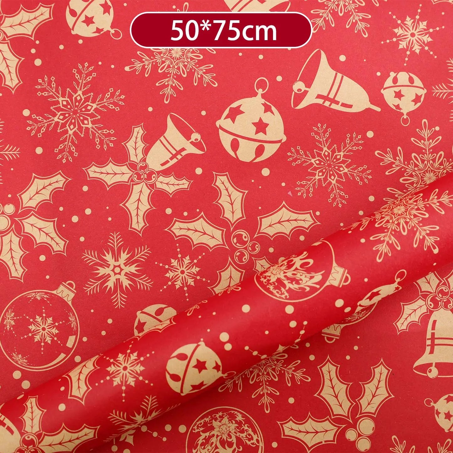 50x75 cm Weihnachts Kraft Geschenkpapier mit Weihnachtsbaum und Weihnachtsmann