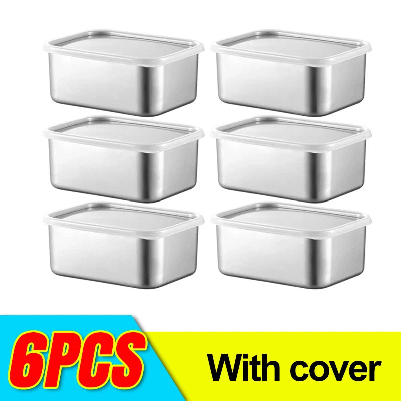 Doppelte Frische garantiert: Edelstahl Frischhaltebox 13,8x10,8x5 cm, 1-6 Stück Sets