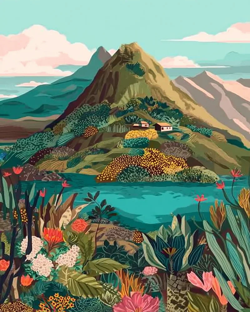 Malen nach Zahlen Leinwand Landschaft DIY Acrylfarbe Kunstwerk Set