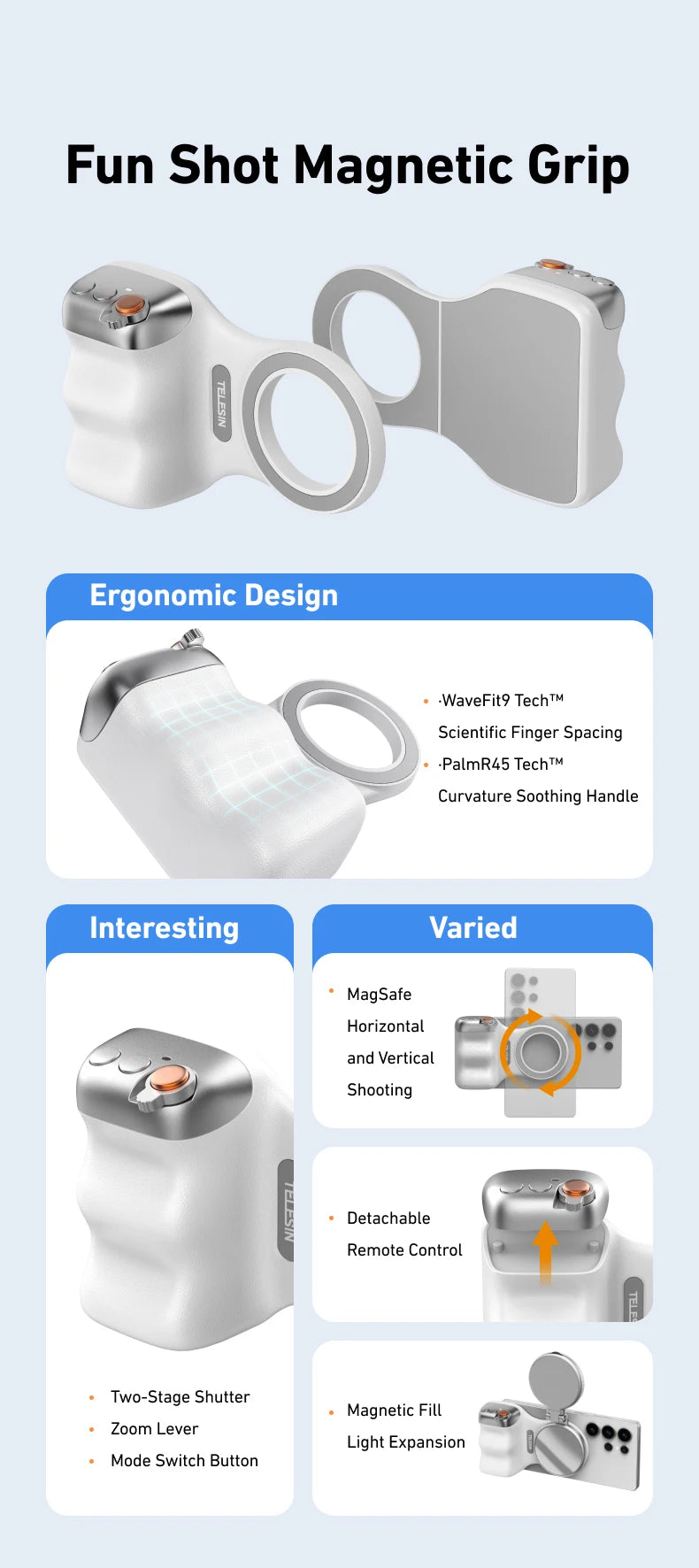 Magnetischer Smartphone-Handgriff mit Bluetooth Fernbedienung