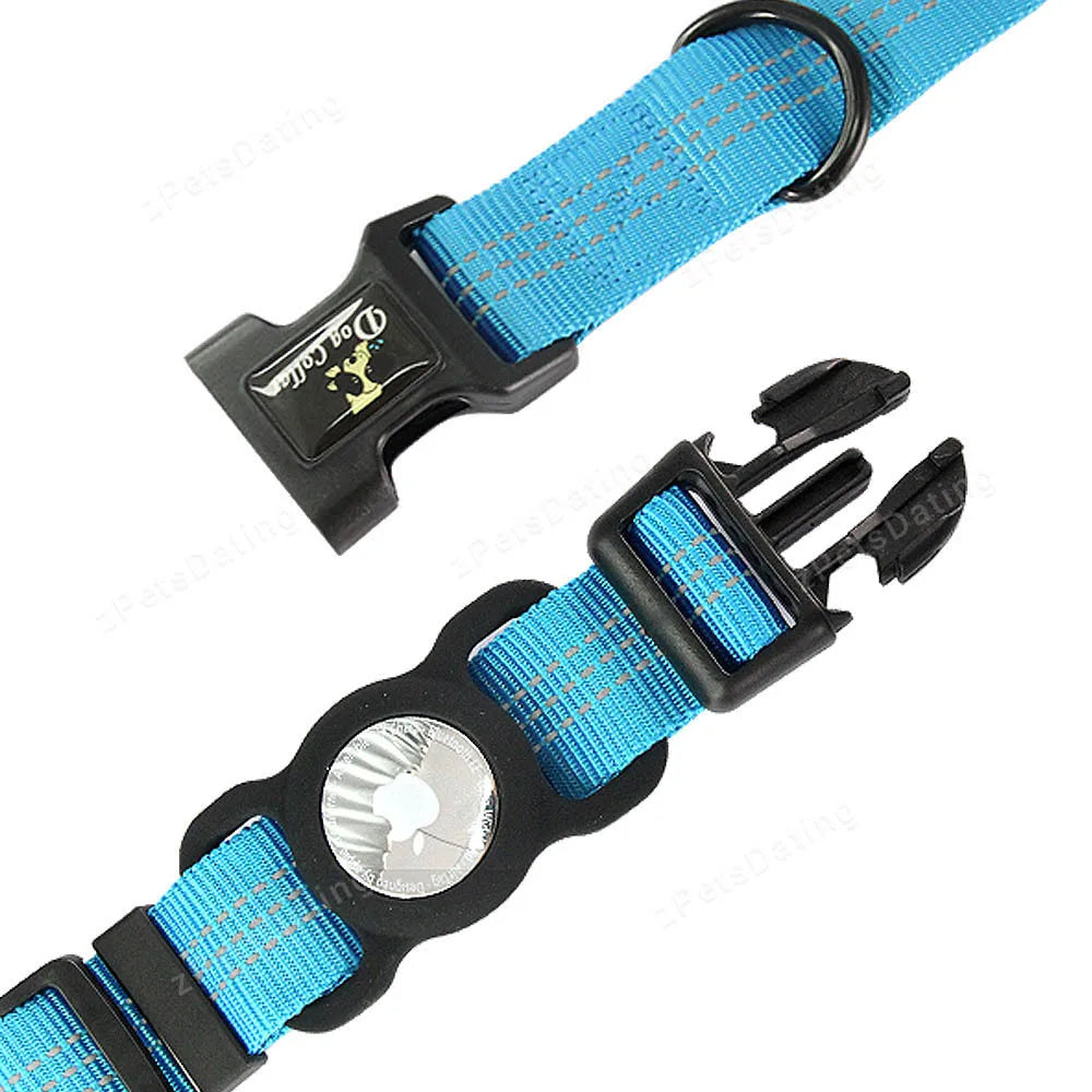 Sicheres Airtag Hundehalsband verstellbar reflektierend mit Hülle