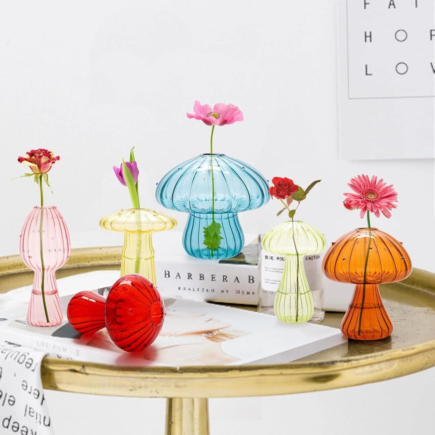 Dekorative Pilzglasvasen für Pflanzen und Blumen, Büro und Heim
