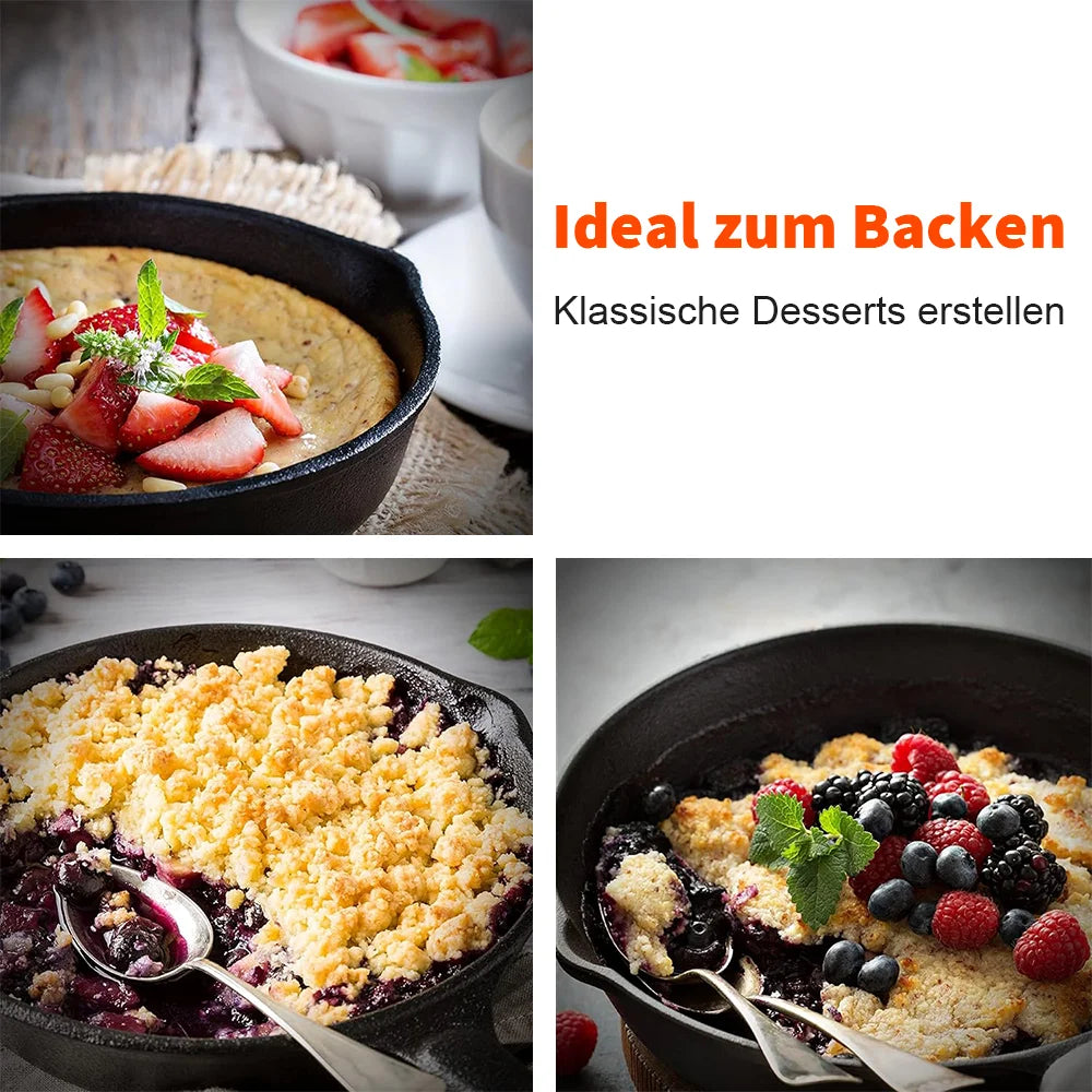 3 Teilige Unbeschichtete Bratpfanne Aus Gusseisen Für Vielseitiges Kochen