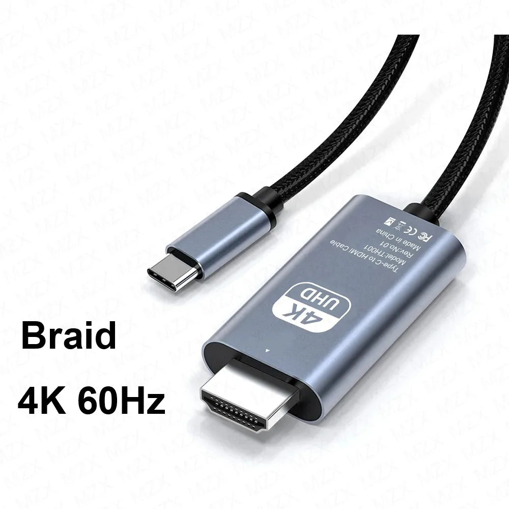 4K USB C zu HDMI kompatibles 2m Kabel 30Hz 60Hz Video Adapter HDTV