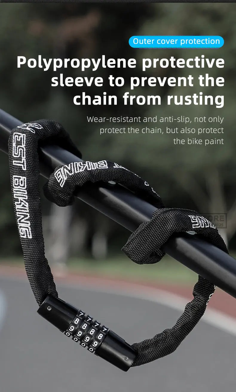 Langlebiges Fahrrad Kettenschloss mit 4 Stelligem Zahlencode