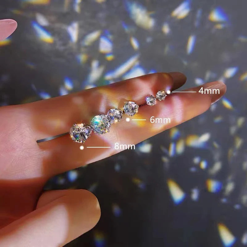 Paar Edelstahl Ohrstecker mit Zirkonia und Schraubverschluss