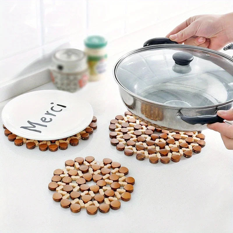 Runde Bambus Untersetzer für Tassen und Pfannen rutschfester Tischschutz