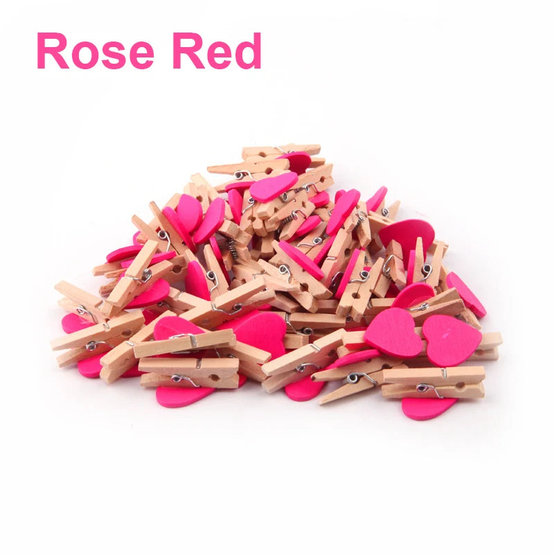 50x Holz Herz Foto Clips für DIY Deko, Hochzeit, Notizen Wohnkultur