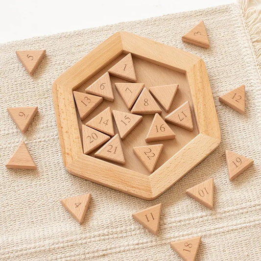 Holz Sechseck Klotski Puzzle als intelligentes Denkspielzeug für Kinder