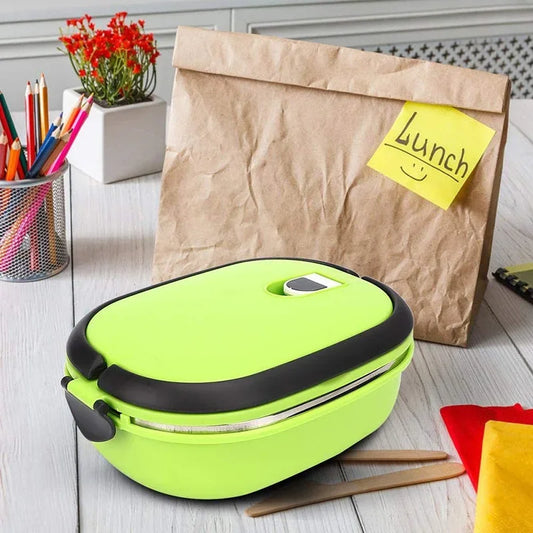 Tragbare Lunch Bento Box mit Klappgriff und Edelstahl-Liner, auslaufsicher