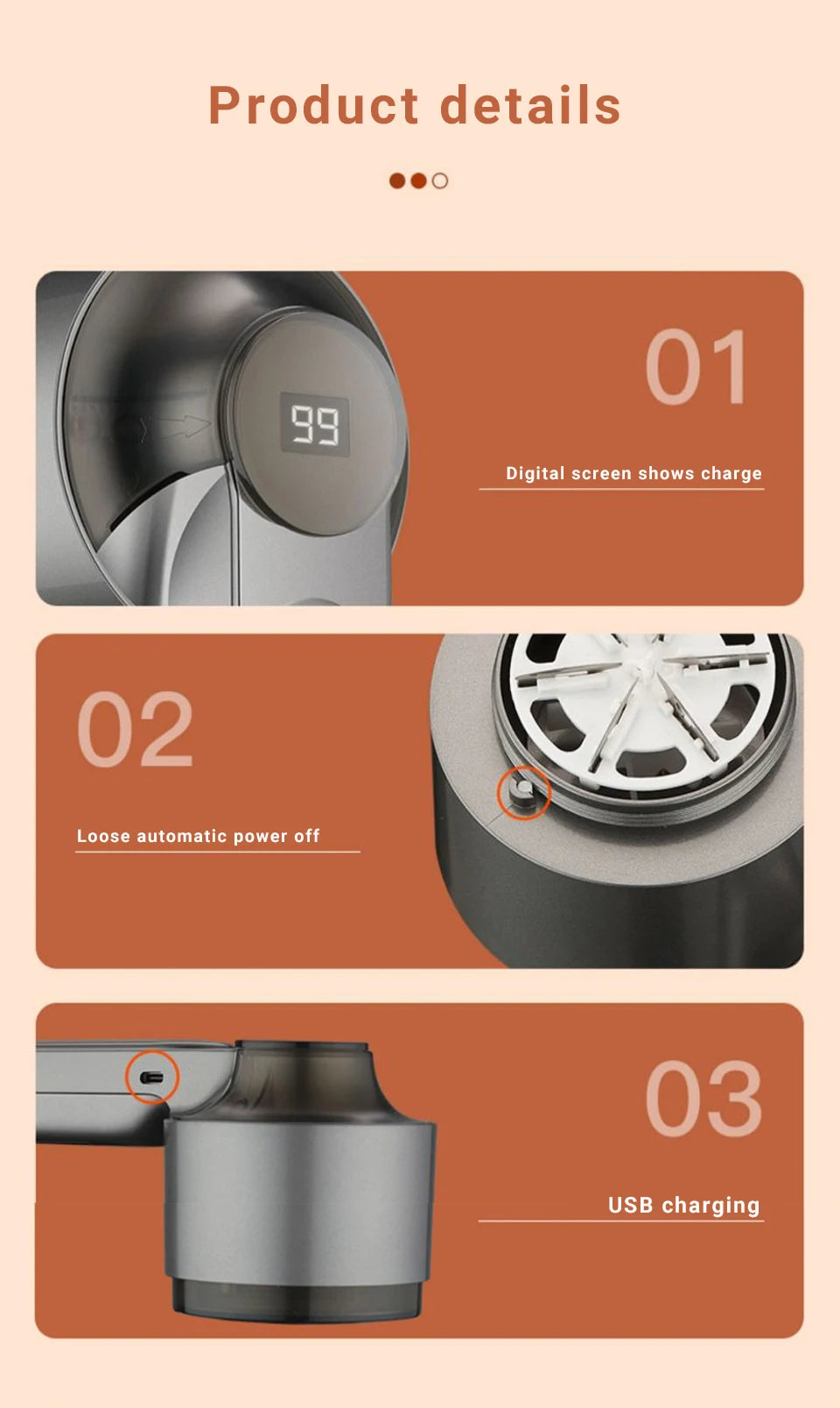 Elektrischer tragbarer Flusenentferner mit Akku und USB Ladung