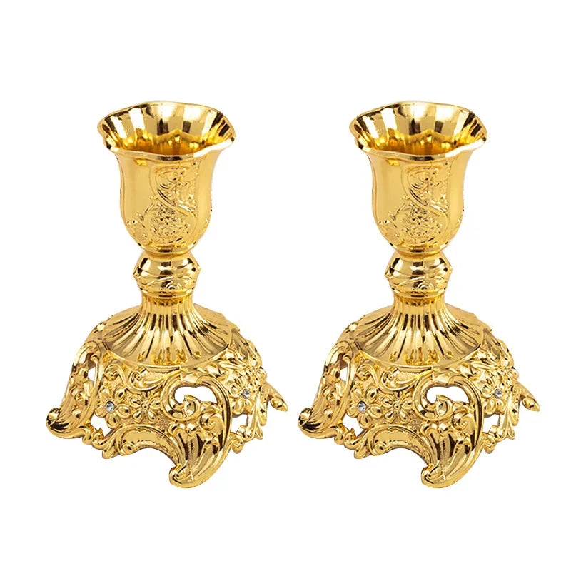 Kerzenhalter-Set, 2-teilig, Metall, Gold/Silber - Yabubest - Home & More