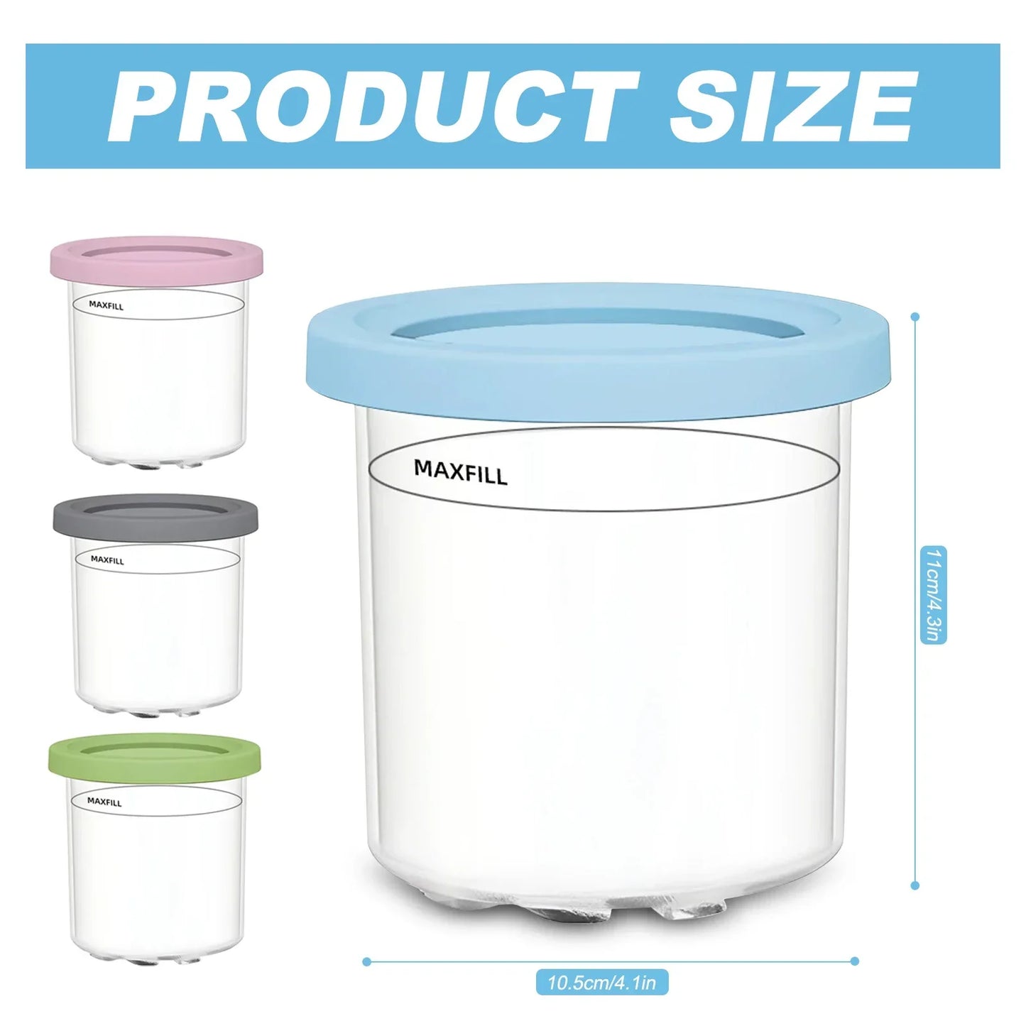 Eis Pints Behälter mit Deckel für Eismaschinen in Sets von 1 bis 4 Stück