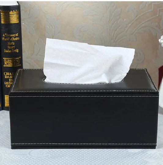 Hochwertige Leder Taschentuchbox für Wohnzimmer und Auto mit Papierschublade