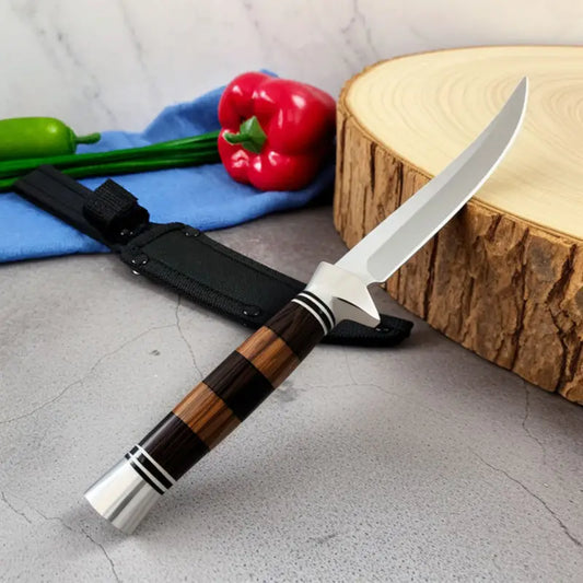 Vielseitiges Edelstahl Ausbeinmesser mit Holzgriff ideal für Küche und Grill