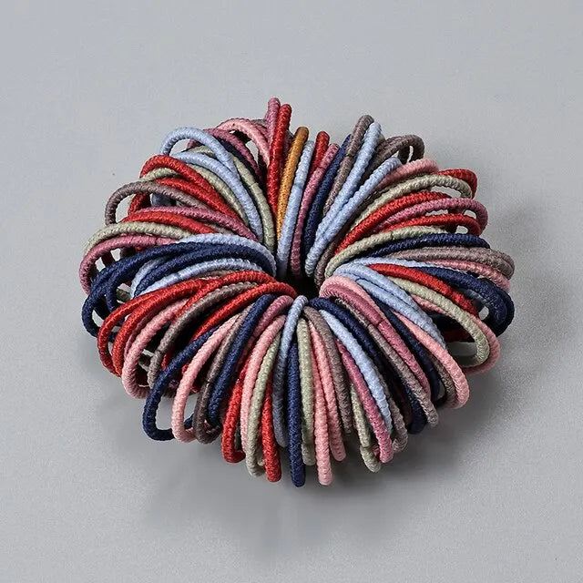100 bunte elastische Haarbänder für Kinder – 100er Set in Bonbonfarben