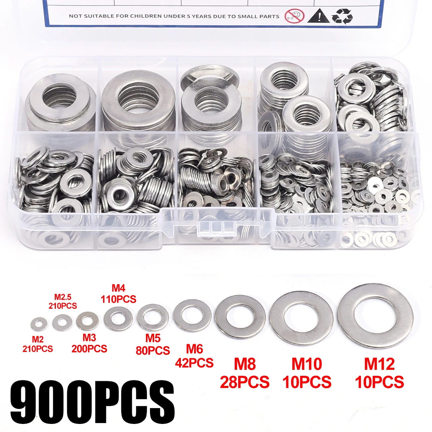 Flache Unterlegscheiben aus Edelstahl M2 bis M16 Sortiment Reparatur