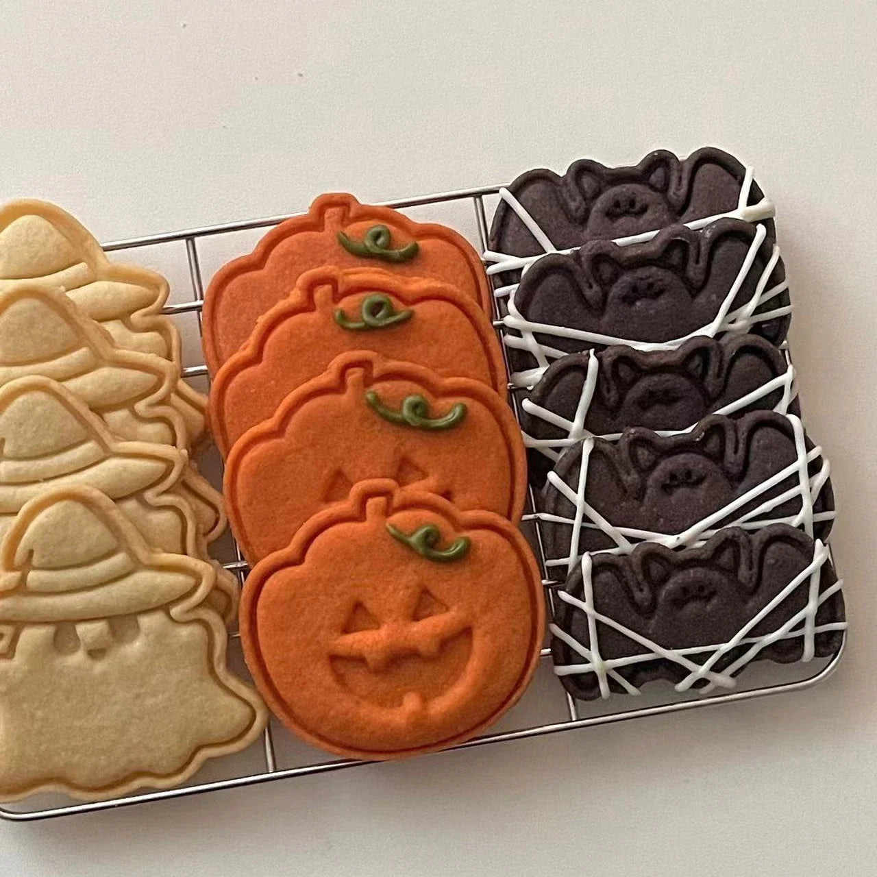 Halloween Keks Ausstecher Set Kunststoff 3D Finger Geist Fledermaus Kürbis