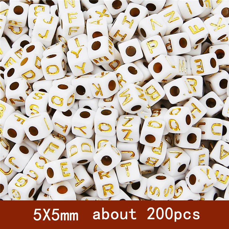 6x6mm Quadratische Acryl Alphabet Perlen für DIY Schmuck Basteln