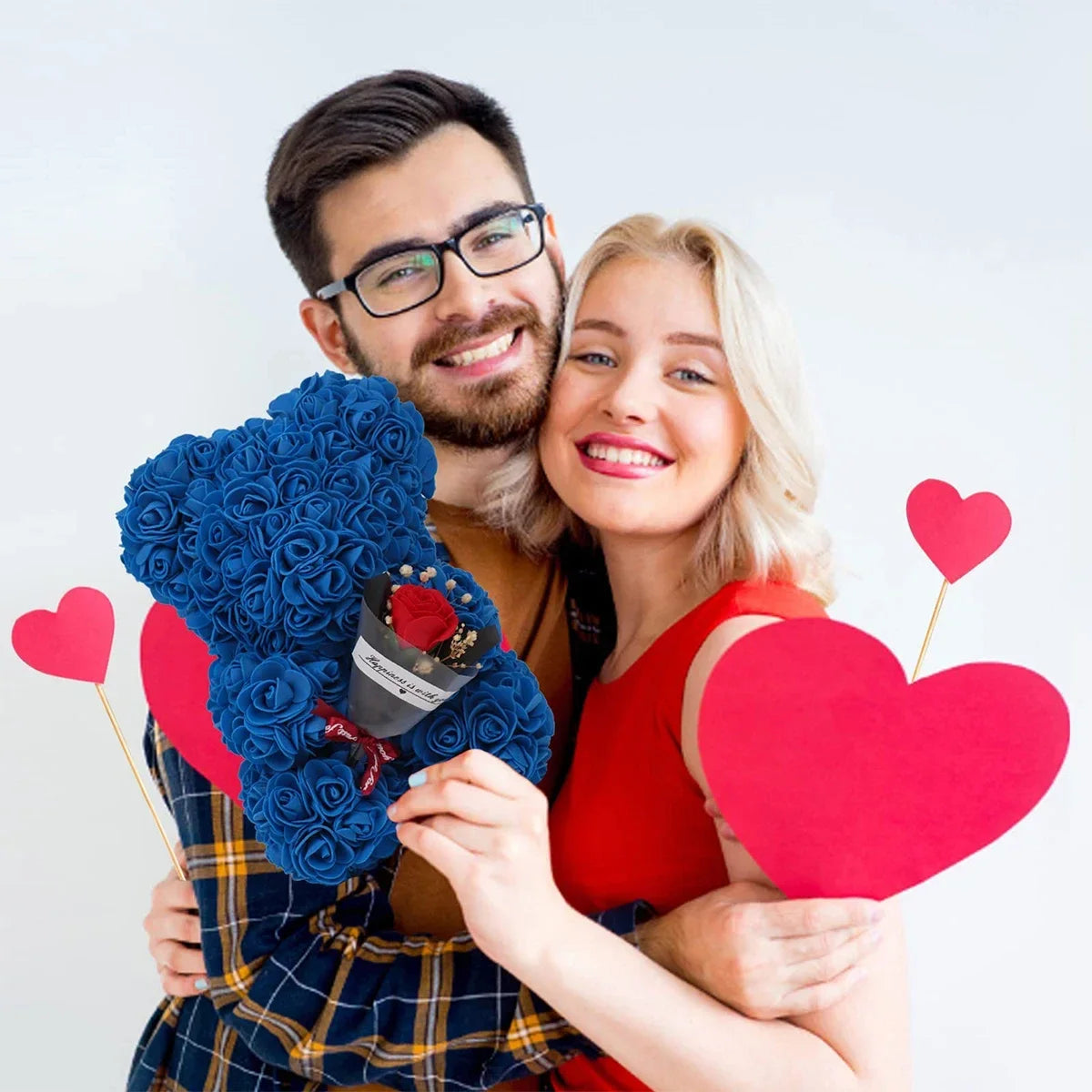 Ewige Rose Teddybär 25m Künstliche Blumen Geschenk und Dekoration-Yabubest - Home & More