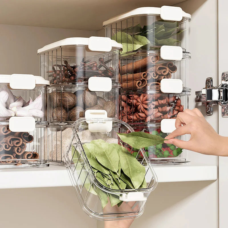 Gewürz Aufbewahrungsboxen PP Schrank Organizer Klar Versiegelt Mehrfachpackung