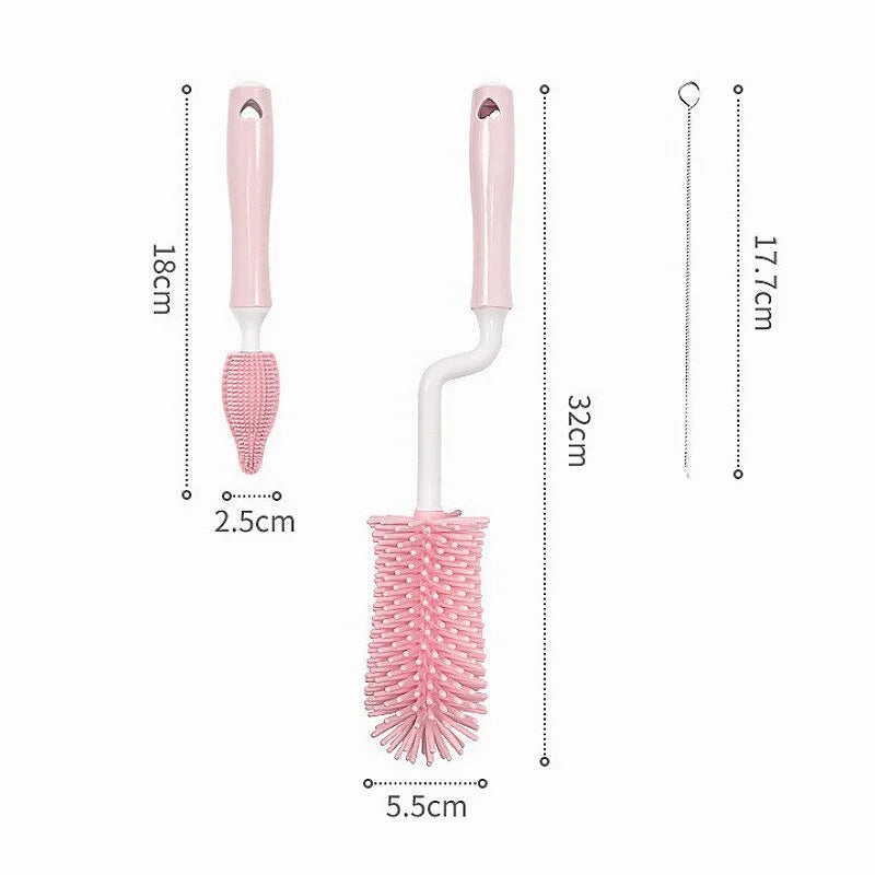3-tlg. Silikon Reinigungsset für Babyflaschen - Schnuller – Gründliche Hygiene