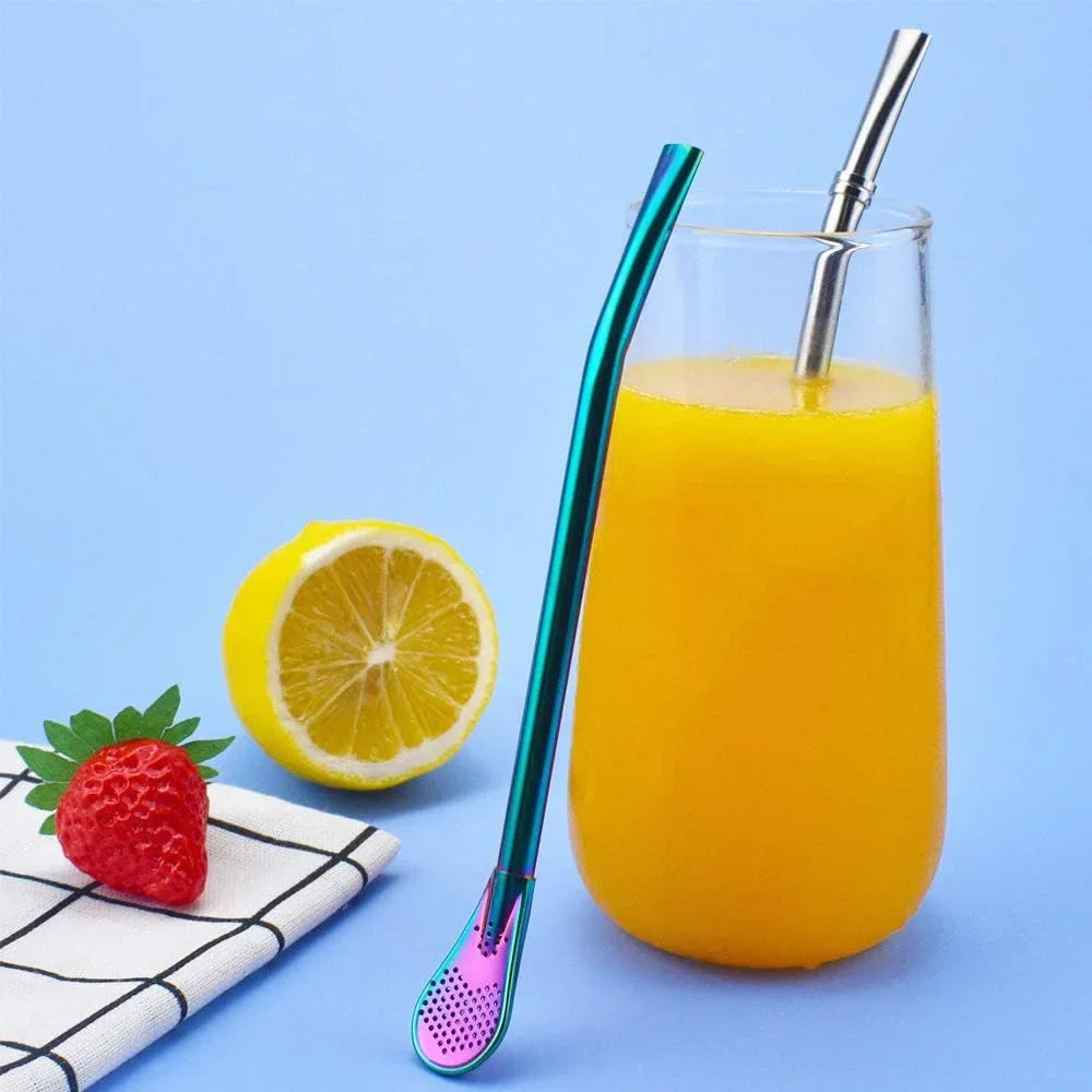 Bunte wiederverwendbare Edelstahl Trinkhalme mit integriertem Filter