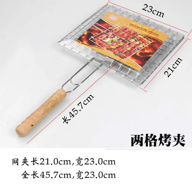 Premium klappbarer BBQ-Grill aus Edelstahl 304 mit Holzgriff für 2-3 Personen