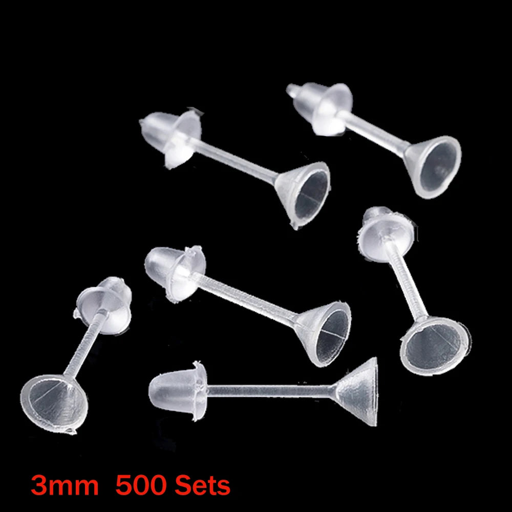 Klar transparente Ohrstecker aus flexiblem Kunststoff für empfindliche Ohren
