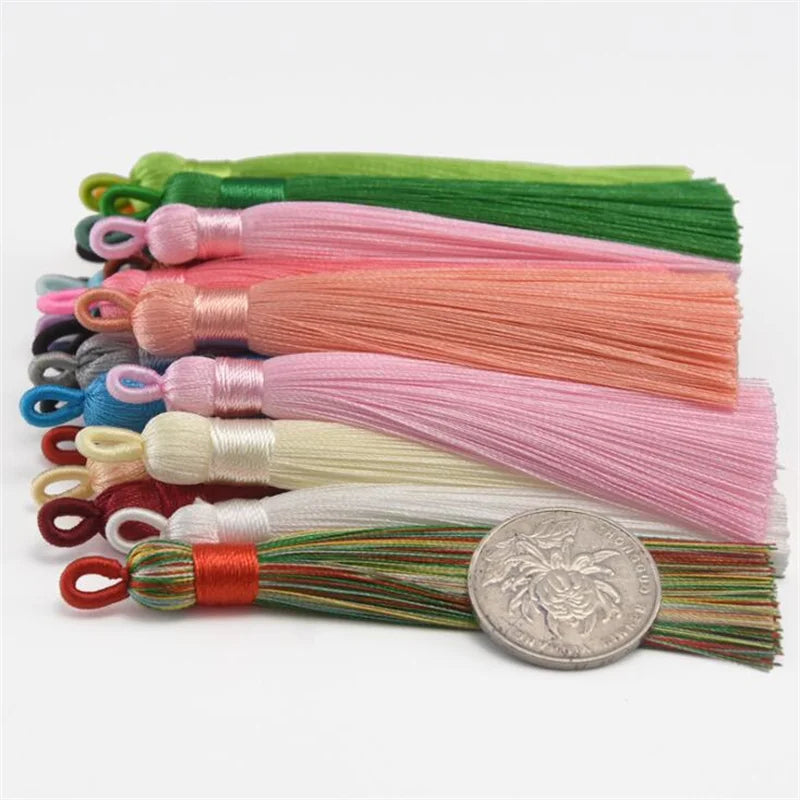 10er Set 8cm Seiden-Quasten zum Basteln für Schmuck - Lesezeichen