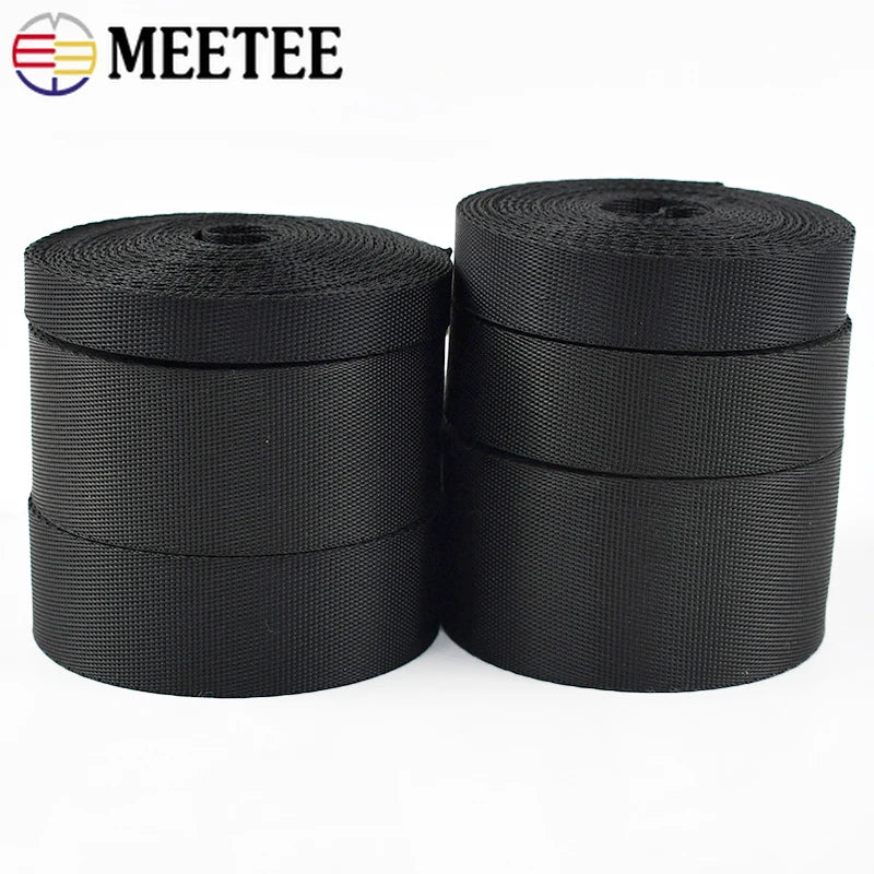 5M Schwarz Nylon Gurtband 10-100mm Rucksack Tasche Nähen DIY Projekte