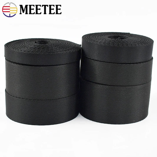 5M Schwarz Nylon Gurtband 10-100mm Rucksack Tasche Nähen DIY Projekte