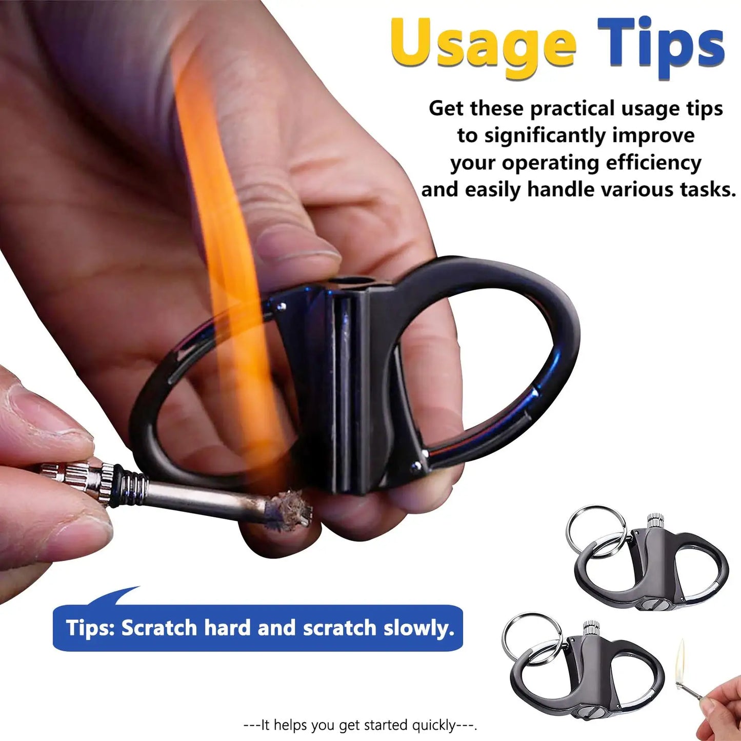 Multifunktionaler Schlüsselanhänger Feuerstarter winddicht tragbar Camping