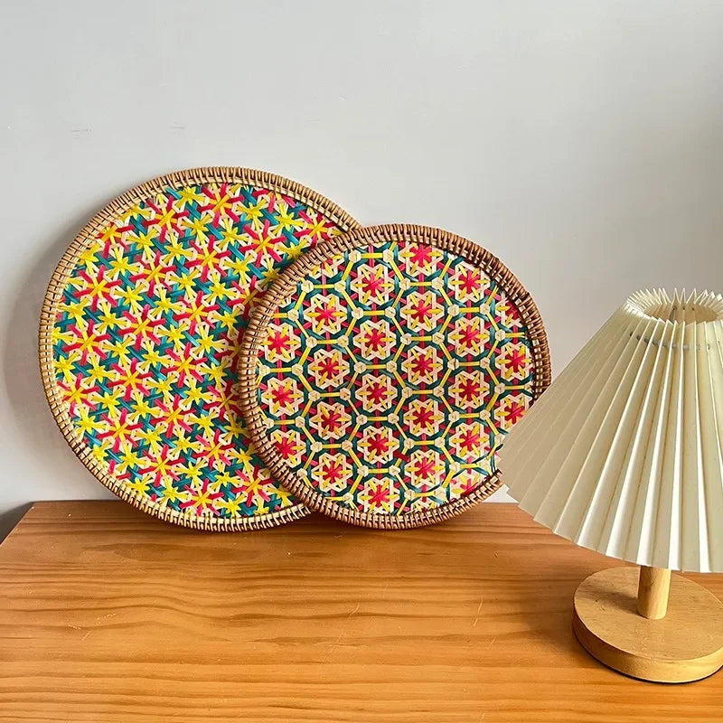Handgewebtes Rattan Tischset im Böhmischen Stil
