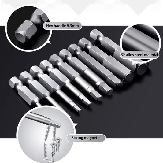 10-tlg Magnetische 1/4 Zoll Sechskantschrauber Bits Set 50mm Länge
