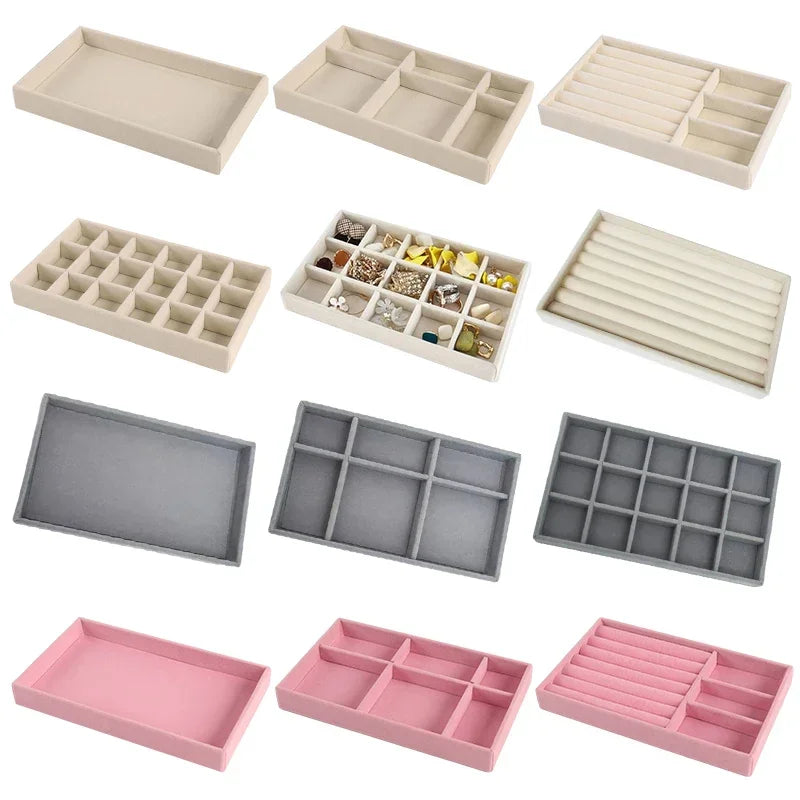 Samt Organizer Schmuckbox mit Schubladen für Ohrringe Armbänder Ringe