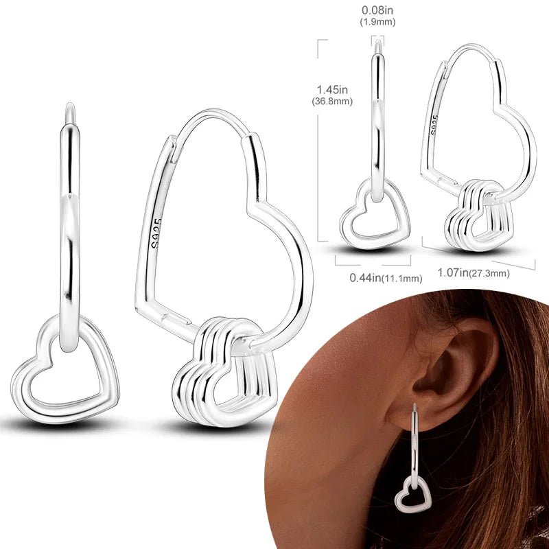 925 Sterling Silber Creolen mit Zirkonia Wassertropfen für Damen