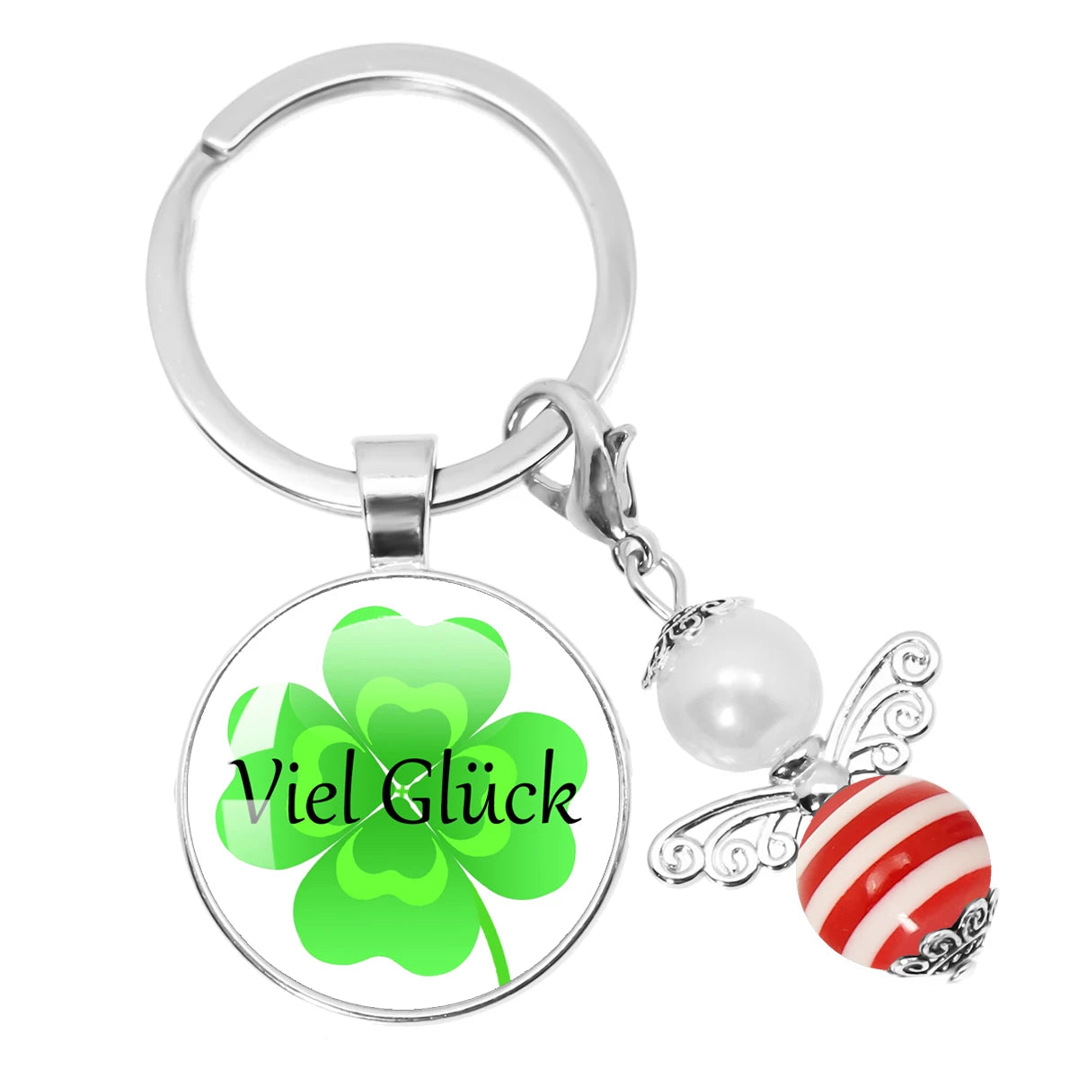 Glücksbringer Schlüsselanhänger mit vierblättrigem Kleeblatt Design