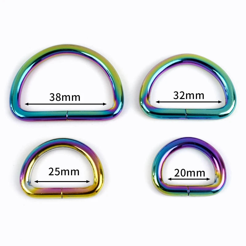 10er Set verstellbare Regenbogen Metallschnallen für Taschen und Gürtel