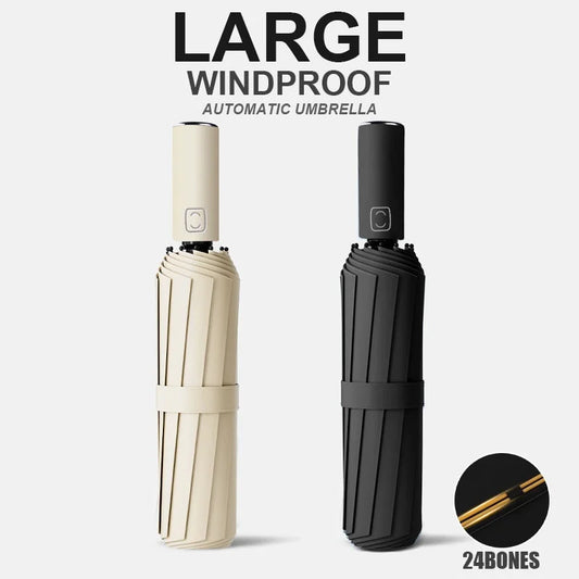 Großer 24-Knochen Automatikschirm UV-Schutz faltbar Regenschirm Erwachsen