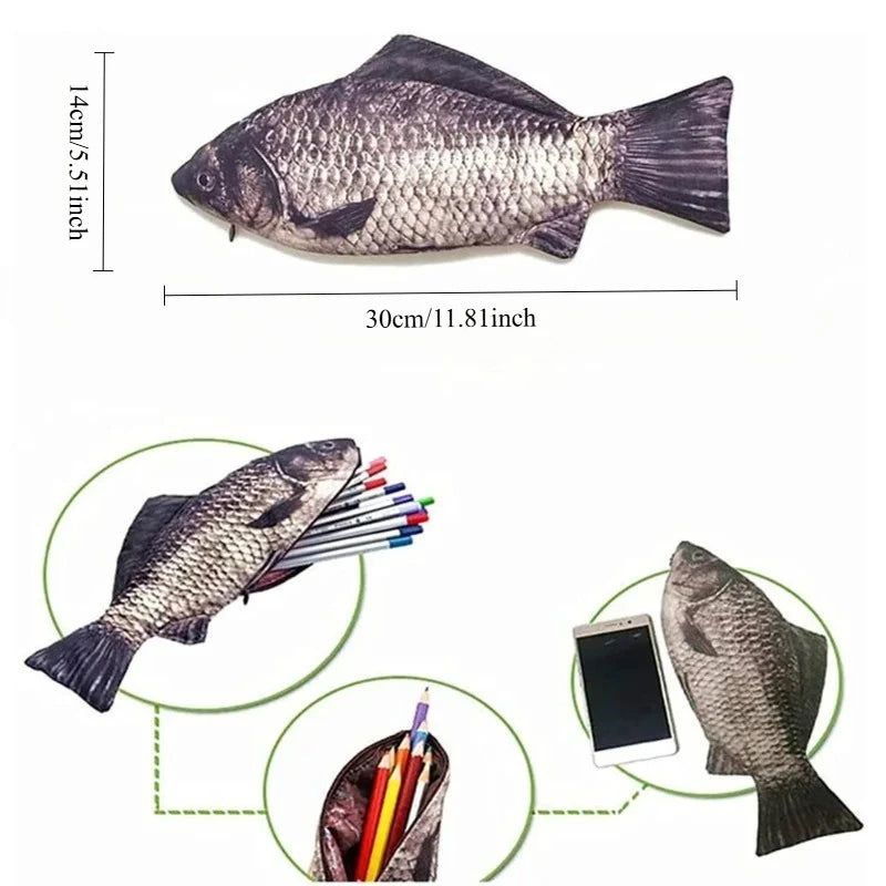 Lustiges Federmäppchen in Fischform aus Stoff – ideal für Bürobedarf