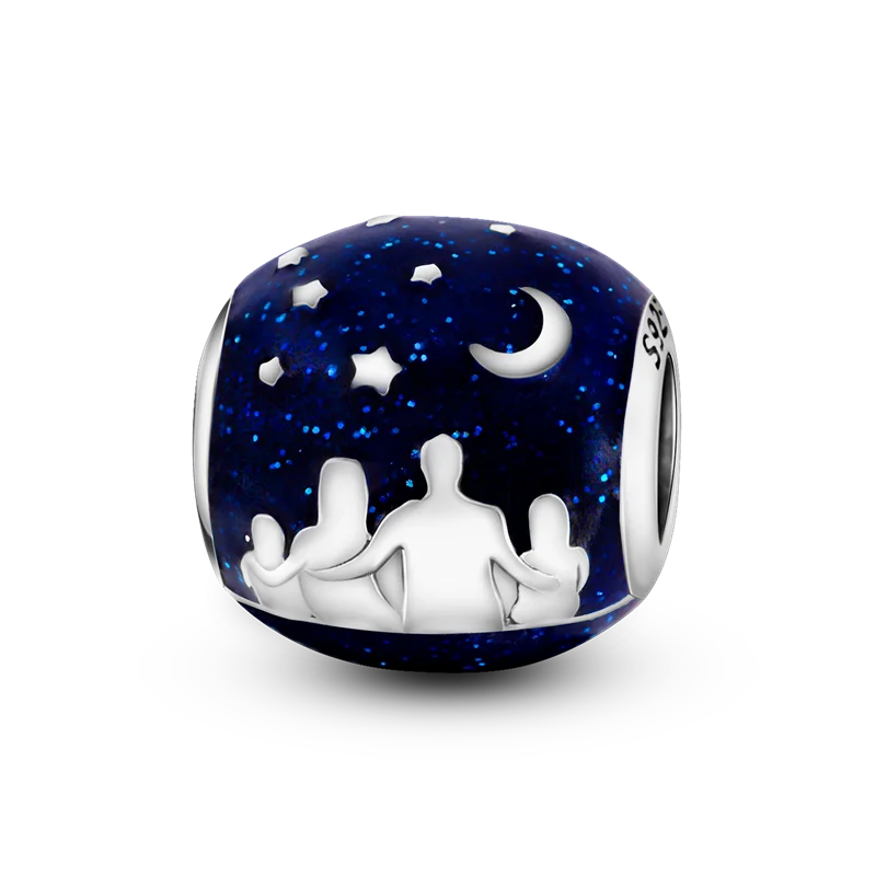 925 Sterling Silber Charm mit rosa Schmetterling - leuchtenden Glühwürmchen