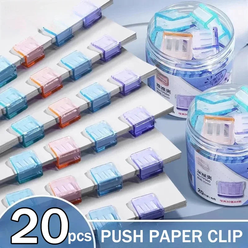 Transparente Push Büroklammer Drücker - Bunte Clips für Schule & Büro