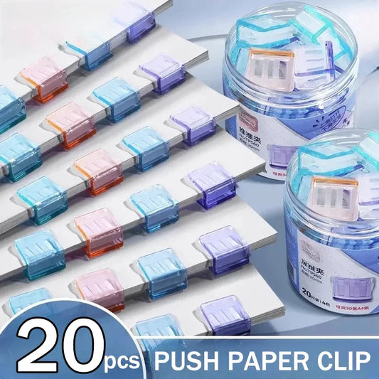 Transparente Push Büroklammer Drücker - Bunte Clips für Schule & Büro