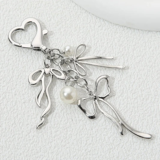 Schmetterling Schlüsselanhänger mit Perle und Emaille für Frauen - Mädchen